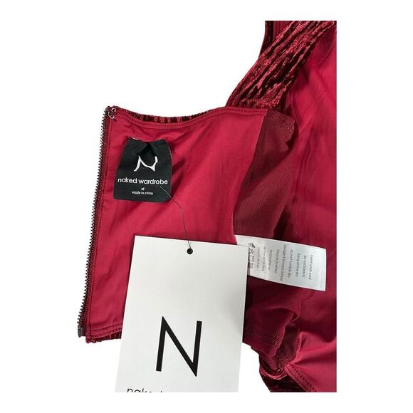 N By Naked Wardrobe Boned Plush Velvet Crop Tank In Wine Size XL Zip Back - Picture 10 of 12